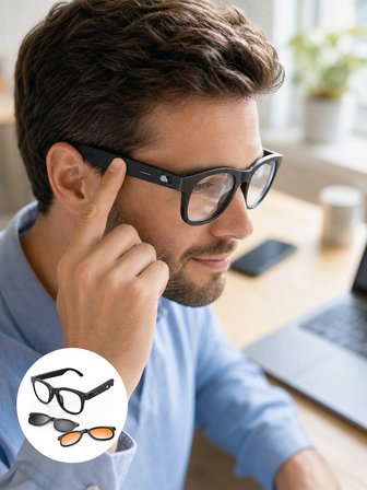 Yapay Zekâ Destekli Akıllı Gözlük Bluetooth 5.3 Bağlantı Dokunmatik Kontrol ve Manyetik Lens Sistemi