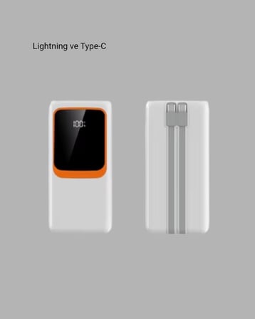 10.000 mAh Bataryalı, Dijital Göstergeli Taşınabilir Powerbank