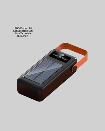 mAh Solar Powerbank Göstergeli Fenerli Hızlı Şarj Taşınabilir Şarj Cihazı