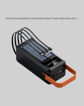 mAh Solar Powerbank Göstergeli Fenerli Hızlı Şarj Taşınabilir Şarj Cihazı