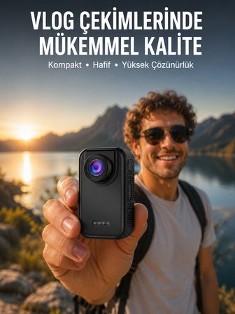 Vlog, Seyahat ve Günlük Video Çekimleri İçin Mini Kamera Yeni Nesil