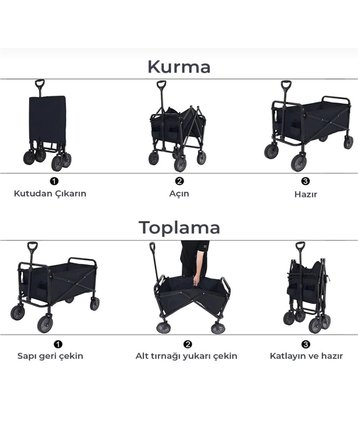 Büyük Kapasiteli Katlanır Kamp Arabası Taşınabilir Vagon