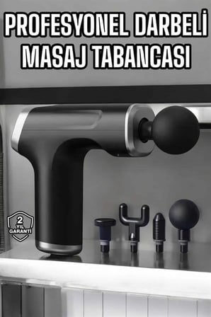 Masaj Tabancası 4 Başlıklı Kas ve Vücut Ağrıları İçin Şarjlı Darbeli