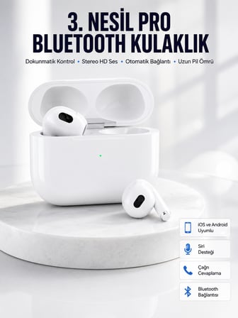 Bluetooth Kulaklık 3. Nesil Ios Android Uyumlu Yeni Nesil Wireless Charge