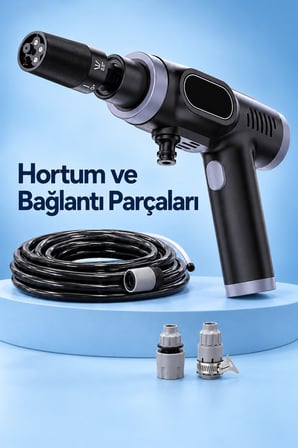 Taşınabilir Araç Yıkama Makinesi Köpük Hazneli Şarjlı Set
