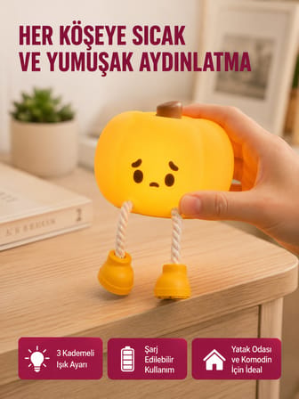 Pumpkin LED Night Light Dokunmatik Şarjlı Silikon Gece Lambası Yeni Nesil