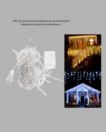 x LED Şelale Perde Işık Kutlama ve Dekor Aydınlatması