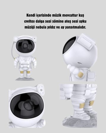Astronot Projeksiyon Lambası Bluetooth Müzikli ve Uzaktan Kumandalı