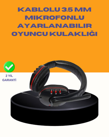Kırmızı Stereo Kulaklık Yüksek Ses Performansı Dayanıklı Kablo ve Mikrofonlu Tasarım