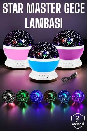 Mavi ve Mor Işıklı  Projeksiyon Lambası