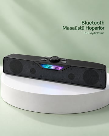 Kablosuz Müzik Dinleme Bluetooth Hoparlör RGB Aydınlatmalı Siyah