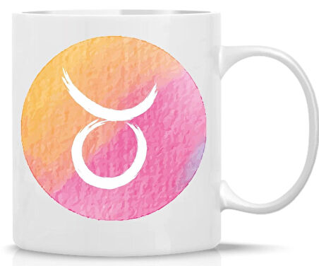 Boğa Burcu Kupa | Renkli Burç Tasarımı | Özlü Sözlü Hediye Kupa | Astroloji Temalı Bardak