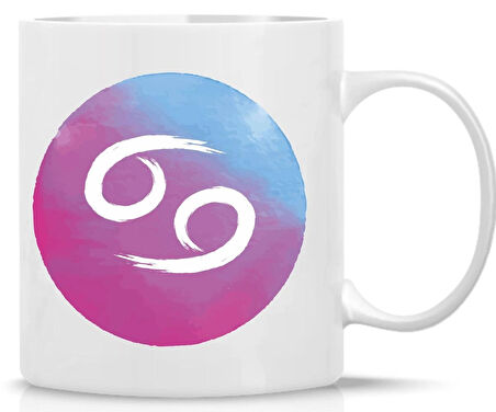 Yengeç Burcu Kupa | Renkli Burç Tasarımı | Özlü Sözlü Hediye Kupa | Astroloji Temalı Bardak