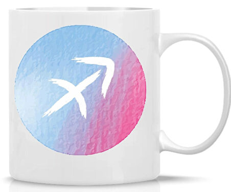 Yay Burcu Kupa | Renkli Burç Tasarımı | Özlü Sözlü Hediye Kupa | Astroloji Temalı Bardak