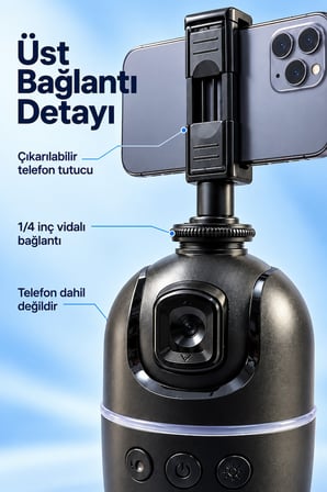Yüz Takipli Telefon Tutucu El Hareketi Kontrollü Masaüstü Stand