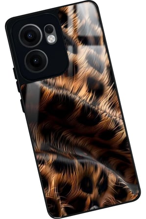 Oppo Reno 13F Uyumlu Kahverengi Leopar Tasarımlı Parlak Silikon Kılıf