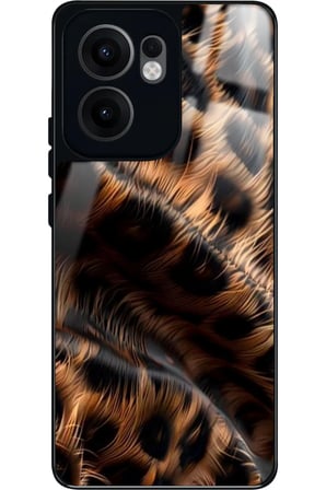 Oppo Reno 13F Uyumlu Kahverengi Leopar Tasarımlı Parlak Silikon Kılıf