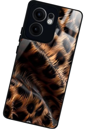 Oppo Reno 13F Uyumlu Kahverengi Leopar Tasarımlı Parlak Silikon Kılıf