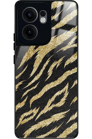 Oppo Reno 13F Uyumlu Kahverengi Zebra Tasarımlı Parlak Silikon Kılıf