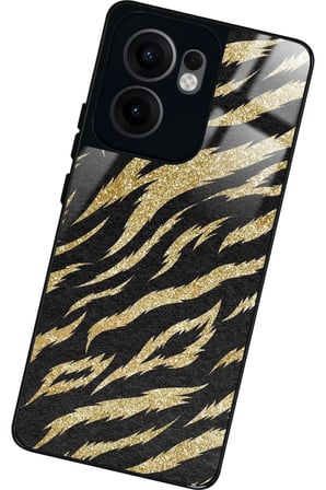 Oppo Reno 13F Uyumlu Kahverengi Zebra Tasarımlı Parlak Silikon Kılıf