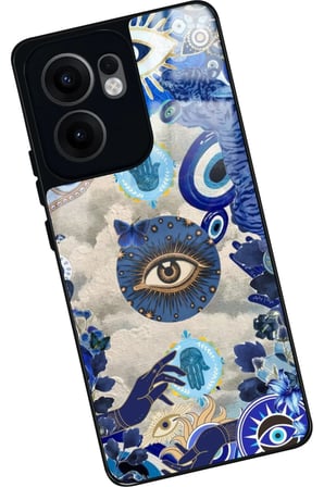 Oppo Reno 13F Uyumlu Nazar Boncuğu Tasarımlı Parlak Silikon Kılıf
