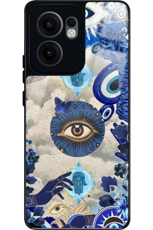 Oppo Reno 13F Uyumlu Nazar Boncuğu Tasarımlı Parlak Silikon Kılıf