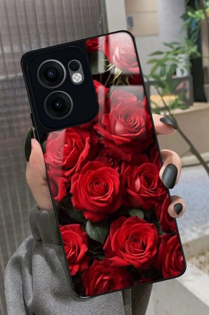 Oppo Reno 13F Uyumlu Gül Tasarımlı Parlak Silikon Kılıf