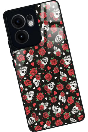 Oppo Reno 13F Uyumlu Kurukafa Tasarımlı Parlak Silikon Kılıf