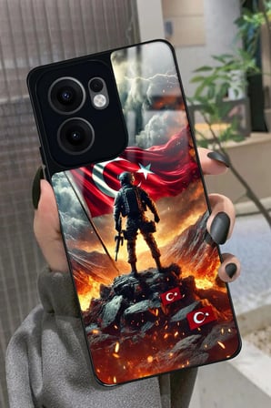 Oppo Reno 13F Uyumlu Türk Bayrağı Tasarımlı Parlak Silikon Kılıf