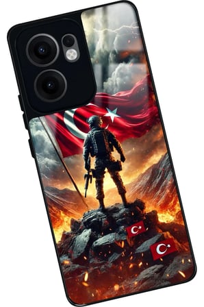 Oppo Reno 13F Uyumlu Türk Bayrağı Tasarımlı Parlak Silikon Kılıf