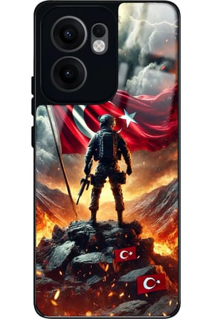 Oppo Reno 13F Uyumlu Türk Bayrağı Tasarımlı Parlak Silikon Kılıf