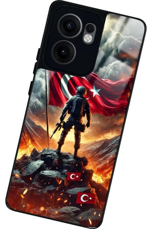 Oppo Reno 13F Uyumlu Türk Bayrağı Tasarımlı Parlak Silikon Kılıf