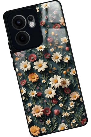 Oppo Reno 13F Uyumlu Karışık Çiçek Tasarımlı Parlak Silikon Kılıf