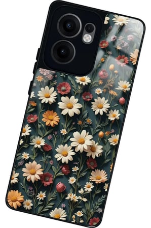 Oppo Reno 13F Uyumlu Karışık Çiçek Tasarımlı Parlak Silikon Kılıf