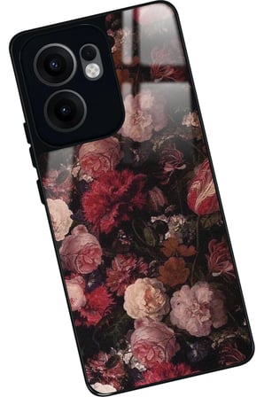 Oppo Reno 13F Uyumlu Pembe Çiçek Tasarımlı Parlak Silikon Kılıf