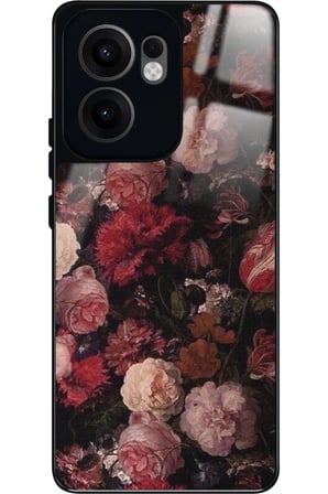 Oppo Reno 13F Uyumlu Pembe Çiçek Tasarımlı Parlak Silikon Kılıf
