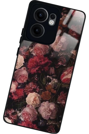 Oppo Reno 13F Uyumlu Pembe Çiçek Tasarımlı Parlak Silikon Kılıf
