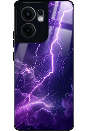 Oppo Reno 13F Uyumlu Mor Şimşek Tasarımlı Parlak Silikon Kılıf