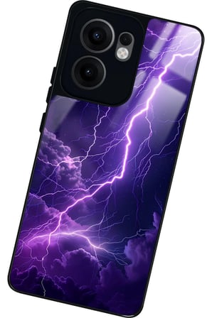 Oppo Reno 13F Uyumlu Mor Şimşek Tasarımlı Parlak Silikon Kılıf