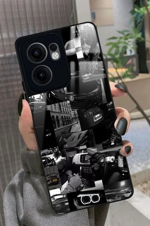 Oppo Reno 13F Uyumlu Araba Posteri Tasarımlı Parlak Silikon Kılıf