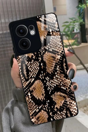 Oppo Reno 13F Uyumlu Yılan Derisi Tasarımlı Parlak Silikon Kılıf