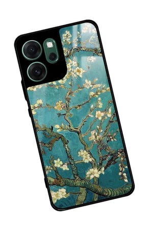 Oppo Reno 14F Uyumlu Van Gogh Yeşil Ağaç Tablo Tasarımlı Parlak Silikon Kılıf