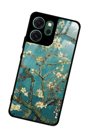 Oppo Reno 14F Uyumlu Van Gogh Yeşil Ağaç Tablo Tasarımlı Parlak Silikon Kılıf