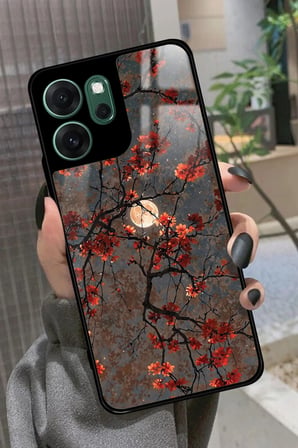 Oppo Reno 14F Uyumlu Van Gogh Kırmızı Ağaç Tablo Tasarımlı Parlak Silikon Kılıf