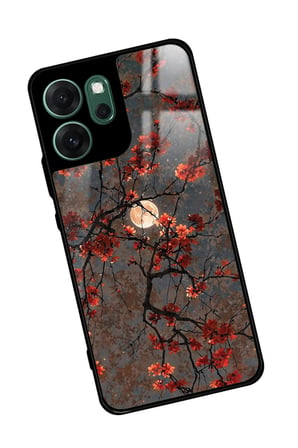 Oppo Reno 14F Uyumlu Van Gogh Kırmızı Ağaç Tablo Tasarımlı Parlak Silikon Kılıf