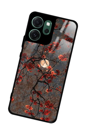 Oppo Reno 14F Uyumlu Van Gogh Kırmızı Ağaç Tablo Tasarımlı Parlak Silikon Kılıf