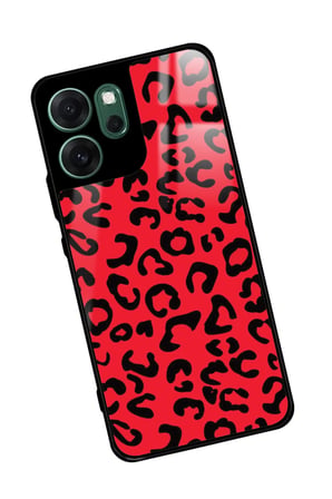 Oppo Reno 14F Uyumlu Kırmızı Leopar Tasarımlı Parlak Silikon Kılıf