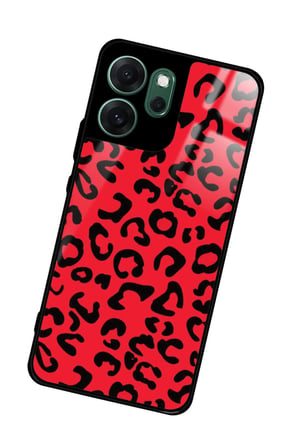 Oppo Reno 14F Uyumlu Kırmızı Leopar Tasarımlı Parlak Silikon Kılıf