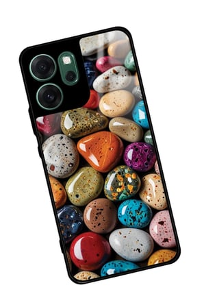 Oppo Reno 14F Uyumlu Renkli Taş Tasarımlı Parlak Silikon Kılıf