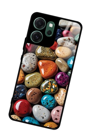 Oppo Reno 14F Uyumlu Renkli Taş Tasarımlı Parlak Silikon Kılıf